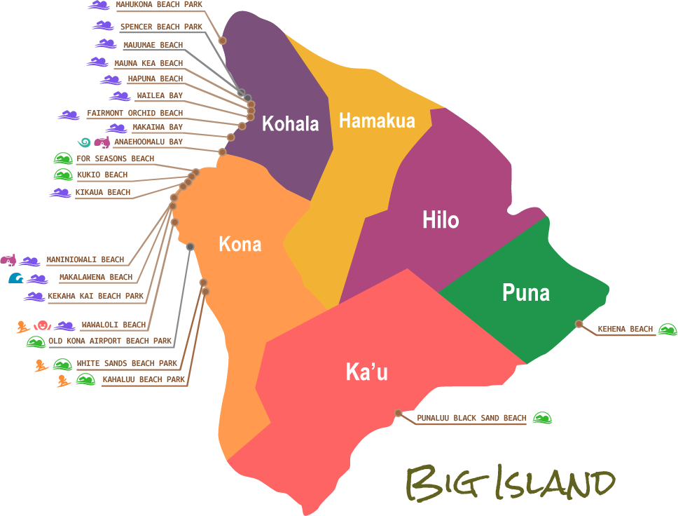 Hawaii Big Island Map Best Beaches On The Big Island (With Map) | Discount Hawaii Car Rental